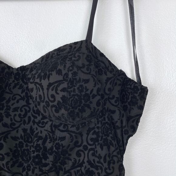 BOG Collective Velvet Bustier Jumpsuit Whimsygoth Wide Leg Floral Gothic Size XL - Picture 3 of 14